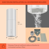 thumbnail of Klarstein Beretta Inselabzugshaube Ø35cm Ab-/Umluft 650m³/h LED Aktivkohlefilter Weiß