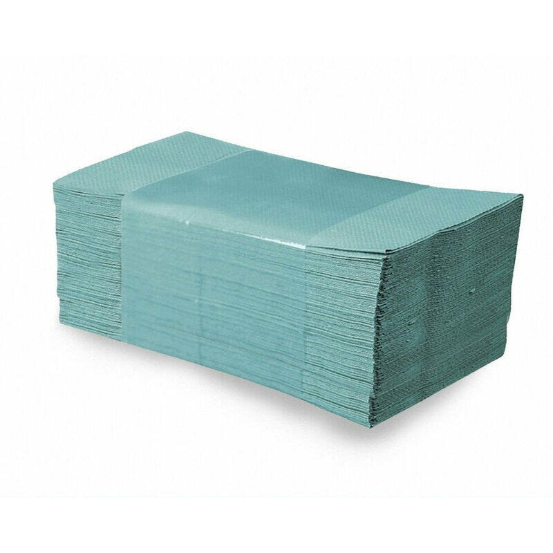 5000x Falthandtücher Papierhandtuch 25x23cm 1-lagig grün geprägt Zick Zack V-Falz