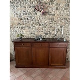 thumbnail of shopinnovativo Credenza color noce con 3 ante e 3 cassetti, in stile classico,  in legno e mdf con rifinitura in noce lucido 156x42x85