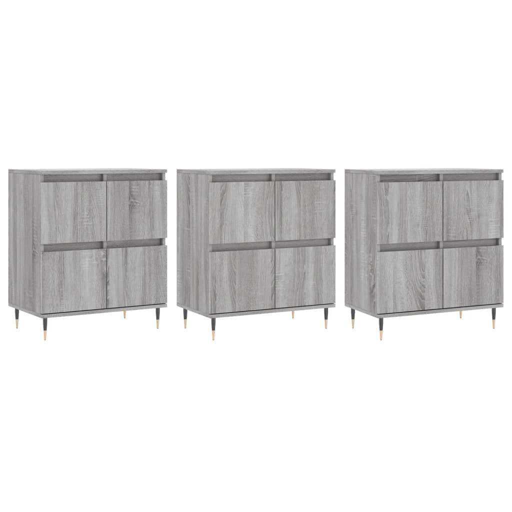 Helloshop26 - Buffet Sideboard Kommode Kleiderschrank Aufbewahrungsmöbel Organizer für Küche Wohnzimmer Lounge 3-teilig Sonoma 02_0037176