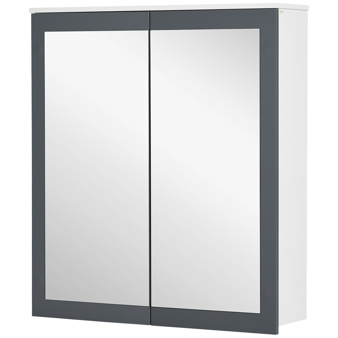 kleankin Armário de Casa de Banho com Espelho 2 Portas e Prateleiras Ajustáveis 69x17x75,5 cm Branco e Cinza