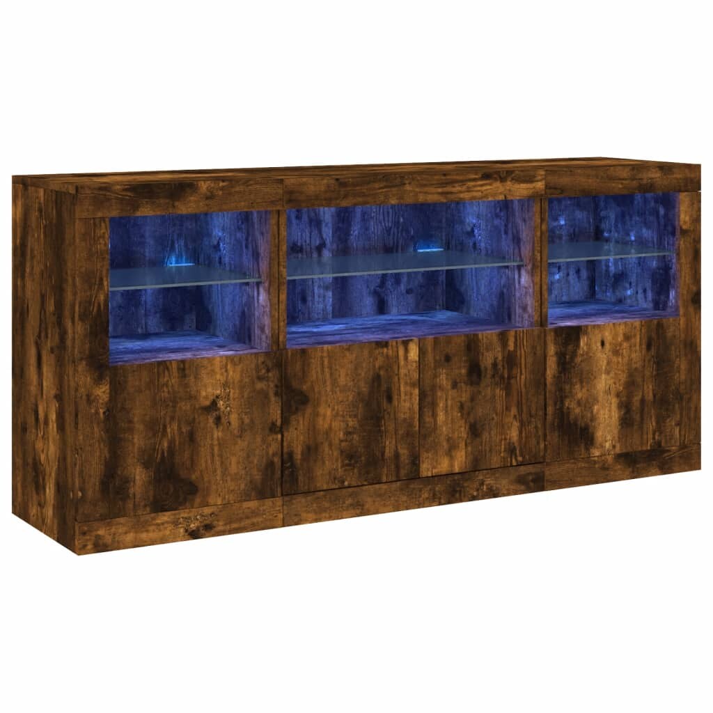 vidaXL Sideboard mit LED-Leuchten Räuchereiche 142,5x37x67 cm