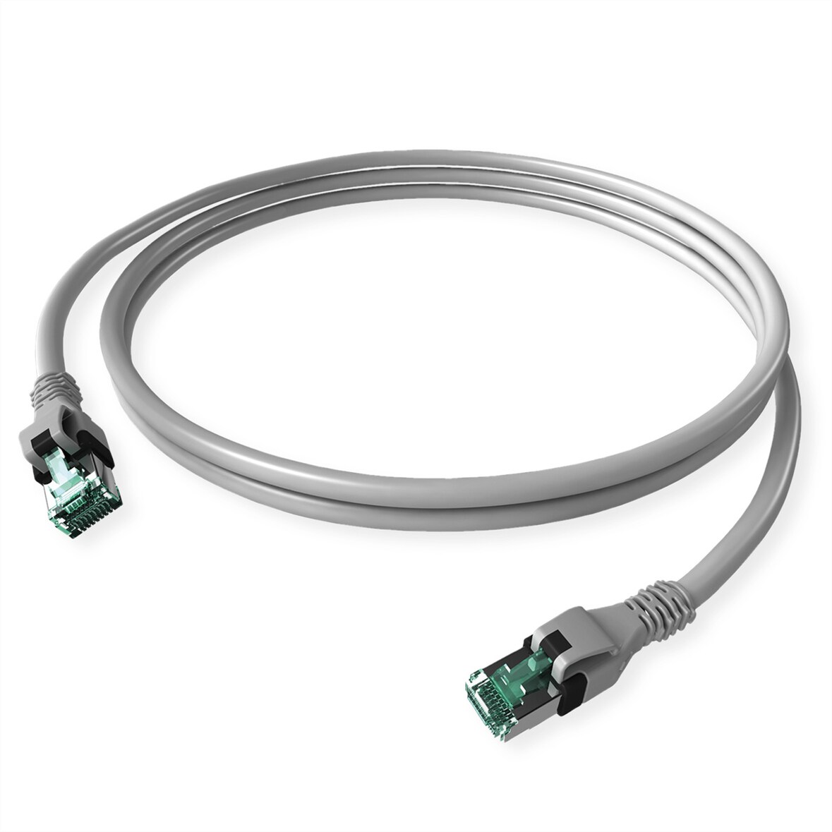 EasyLan DualBoot PushPull IP20 Patchkabel, Cat.6A (Class EA), S/FTP, grau, 10 m