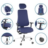 thumbnail of Bürostuhl / Chefsessel PRO-TEC 400 Stoff dunkelblau Alu poliert hjh OFFICE