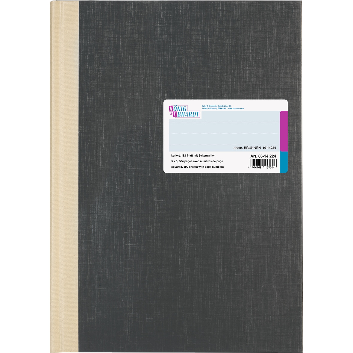 König & Ebhardt Geschäftsbuch 8614224 DIN A4 kariert 192Bl. h.gr