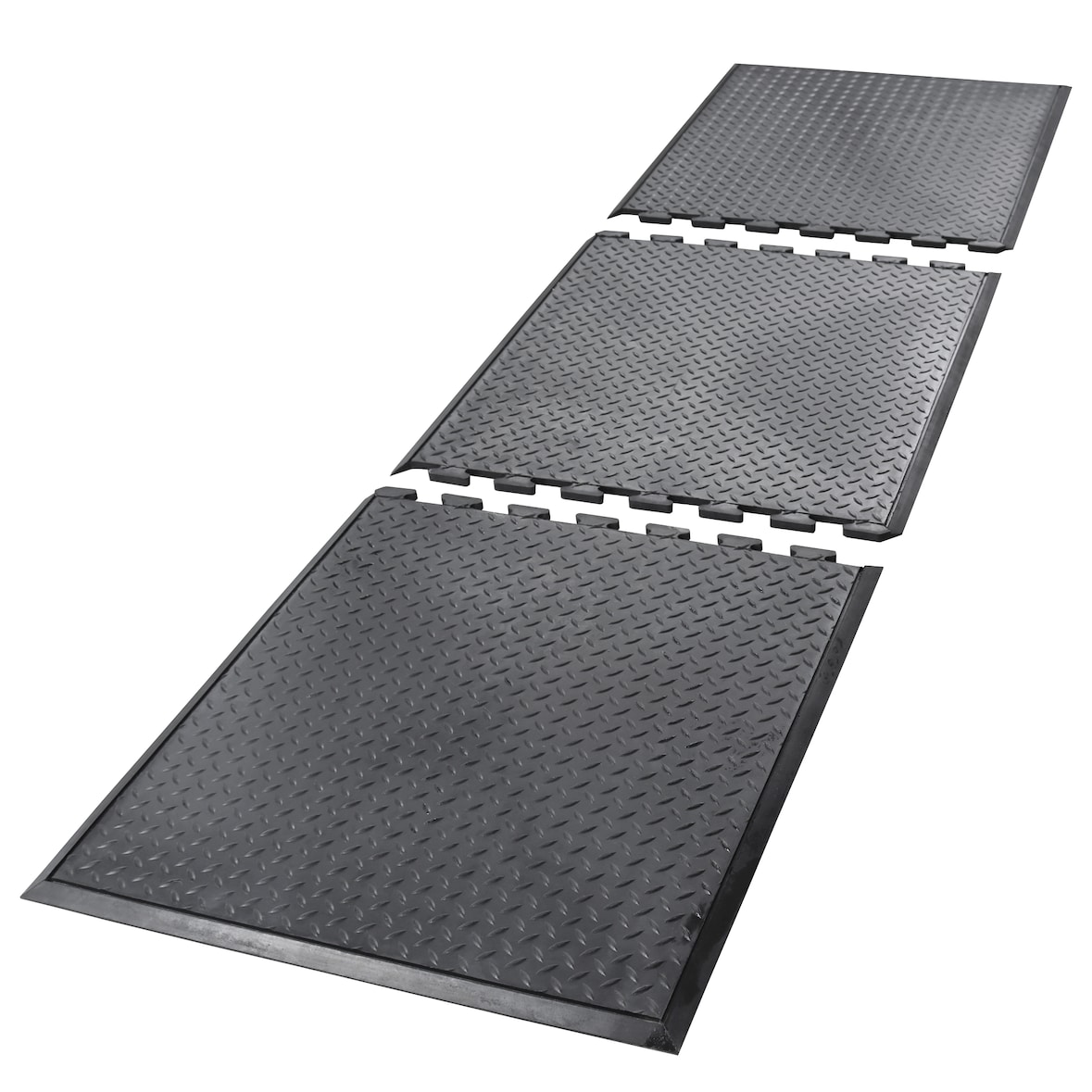 Anti-Ermüdungs-Gummifliesen 3er Set | BxL 240x70cm | Stärke 1,2cm | Schwarz