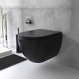 thumbnail of Alpenberger Wand-WC Spülrandlos | Hänge-WC aus Sanitärkeramik | Tiefspüler WC-Becken mit Soft-Close WC-Sitz | Toilette Schwarz/Matt | Made in Europa