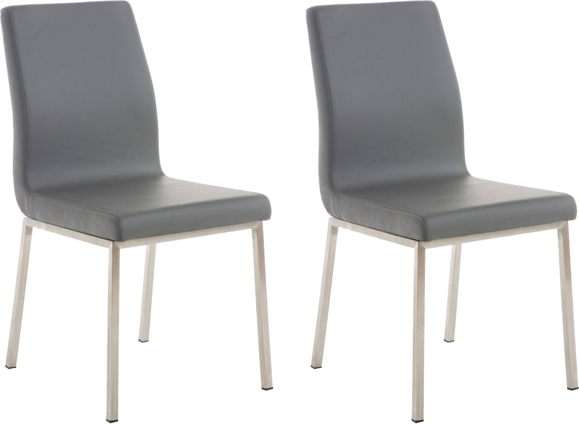 CHEFGASTRO 2er Set Esszimmerstuhl FLORIANOPOLIS HxBxT 88x40x50cm Kunstleder Grau Küchenstuhl