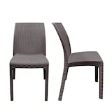 thumbnail of Conjunto de 4 sillas con mesa cuadrada de ratán marrón.