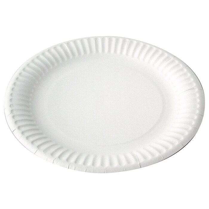 FHC - 1 000Pcs - Assiette ronde en carton blanc  - Ø 23cm