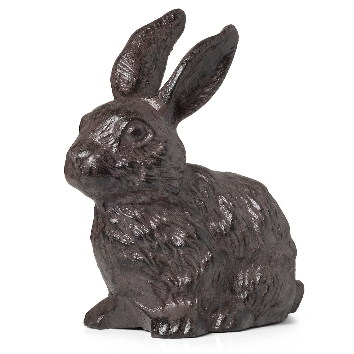 Dekofigur Hase aus Gusseisen braun Antik-Look - Gartendeko Osterhase wetterfest für draußen -  für Garten Terrasse Balkon ca. 22x11x22 cm