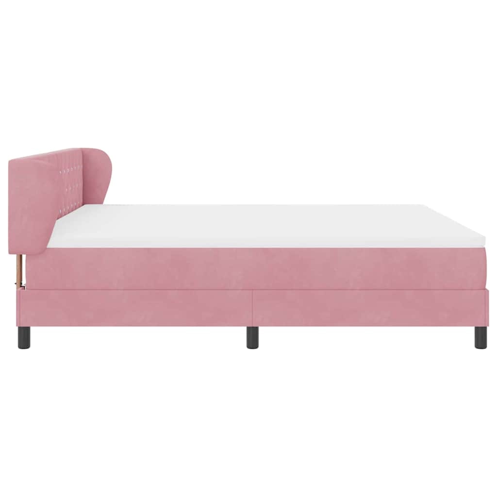 vidaXL Boxspringbett mit Matratze mit Kopfteil Rosa 200 x 200 cm Samt