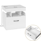 thumbnail of COSTWAY Mesita de noche con estación de carga, mesita auxiliar con cajón, mesita de noche con compartimentos abiertos