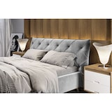 thumbnail of KAWOLA Bett ANNY Polsterbett Kopfteil niedrig Velvet silber 200x200cm