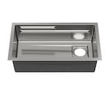 thumbnail of Gasfrit – Keukenspoelbak met sifon voor werkblad in roestvrij staal, grijs, 1 spoelbak 70 x 44 x 21 cm