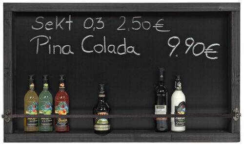 Rustikale Kreidetafel / Wandbar / Weinregal "Nele" 100x60cm - Schwarz