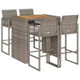 thumbnail of vidaXL 5-tlg. Gartenbar-Set ohne Kissen Grau Poly Rattan Akazie