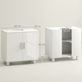 thumbnail of HOMCOM mueble para debajo del lavabo mueble de lavabo con pie con 2 puertas 2 estantes y sistema antivuelco para cuarto baño 60x35x60 cm blanco