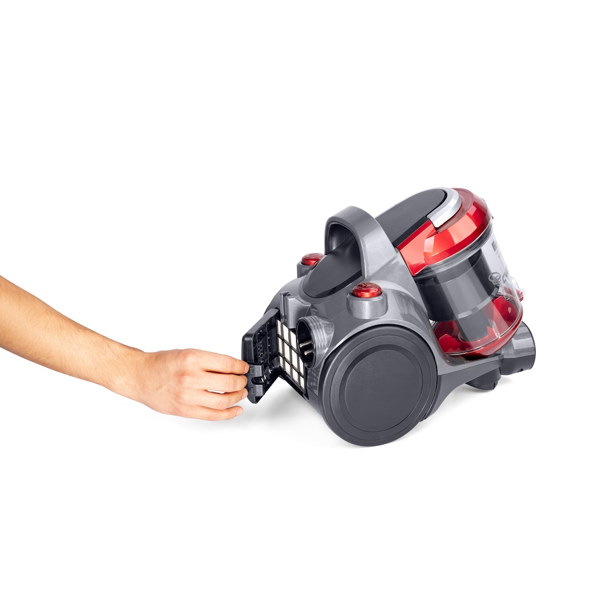 Fakir BL141 -Beutelloser Staubsauger,-Staubsauger ohne Beutel, Staubsauger, Staubsauger klein, Bodenstaubsauger ohne beutel, schwarz/rot, 700 Watt