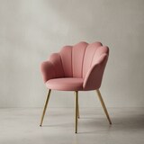 thumbnail of Esszimmerstuhl Tulpe Samt Rosa Gepolstert, Küchenstuhl mit Goldfarbenen Beinen, Schalenstuhl Skandinavisches Design, Polsterstuhl mit