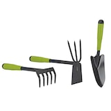 thumbnail of Kit 3 outils de jardin Acier renforcé Manche plastique Serfouette Transplantoir Rateau ITOOLS