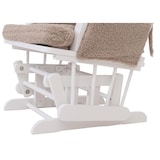 thumbnail of Silla reclinable HWC-C76, mecedora sillón + taburete tela bouclé 480g/m² Oeko-Tex ~ marrón armazón blanco