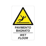 thumbnail of cartello in pvc rigido sp.1 mm 210x297 pavimento bagnato wet floor con simbolo pericolo