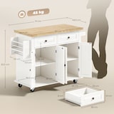 thumbnail of HOMCOM isla de cocina con ruedas mueble auxiliar de cocina con 2 cajones 4 puertas especiero y barra lateral para comedor 111x44,5x82,5 cm blanco