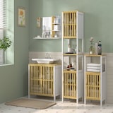 thumbnail of Armario Alto de Baño Columna de Baño Mueble Auxiliar con 2 Compartimentos Abiertos 2 Puertas de Rejilla y Estantes Ajustables 32x30x172 cm Blanco