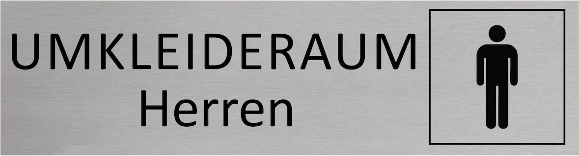 CombiCraft Aluminium Türschild Umkleideraum Herren 165x45mm mit 3M-Tape zur Befestigung, einfache Kennzeichnung von Räumen und Bereichen
