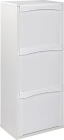 Armadio Basso Da Esterno 2 Ante 68x40x85 Cm - Con Ripiano E 3 Borse Per Raccolta Differenziata, Idrorepellente
