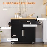 thumbnail of Küchenwagen Servierwagen Schwarz 109x40x89 cm mit Arbeitsplatte Schublade Schrank Gewürzregal Handtuchhalter Rollen und verstellbarem Regal