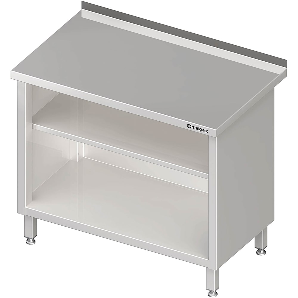 Stalgast Edelstahl Arbeitsschrank offen, mit Grund- und Zwischenboden, 1000x600x850 mm, mit Aufkantung, verschweißt