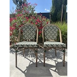 thumbnail of Lot de 2 fauteuils de jardin empilables en aluminium marron et textilène vert BISTRO