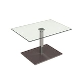 thumbnail of Vierhaus Couchtisch Platte Klarglas, stufenlos höhenverstellbar, Metallteile Chrom, Bodenplatte Schliffoptik lavagrau lackiert, rollbar