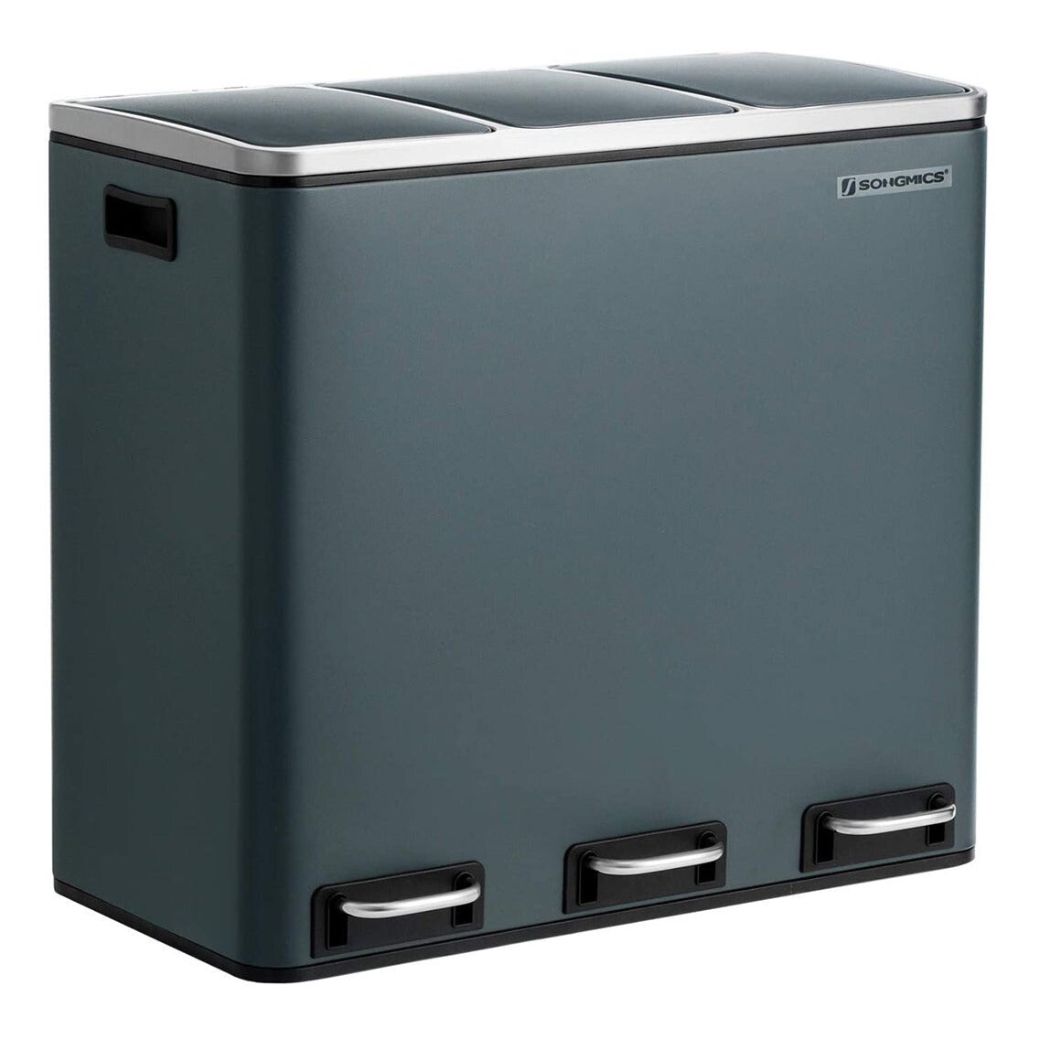 Helloshop26 - Poubelle de recyclage poubelle de tri 3 x 18 litres 3 compartiments mécanisme tampon pédales couvercle seaux 12_0003236