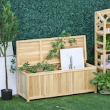 thumbnail of Outsunny Panca Contenitore da Esterno in Legno di Abete con Schienale