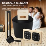 thumbnail of LuxeBath Sauna Zubehör Set 4-tlg, Aluminium & Holz schwarz, Kübel, Kelle, Thermometer & Sanduhr