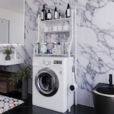 thumbnail of Scaffale Bagno 3 Mensole Ripiano Superiore Mobile Sopra Lavatrice Lavanderia Salvaspazio Ripiani Organizer Da Parete In Metallo 152x65x25 Cm Bianco