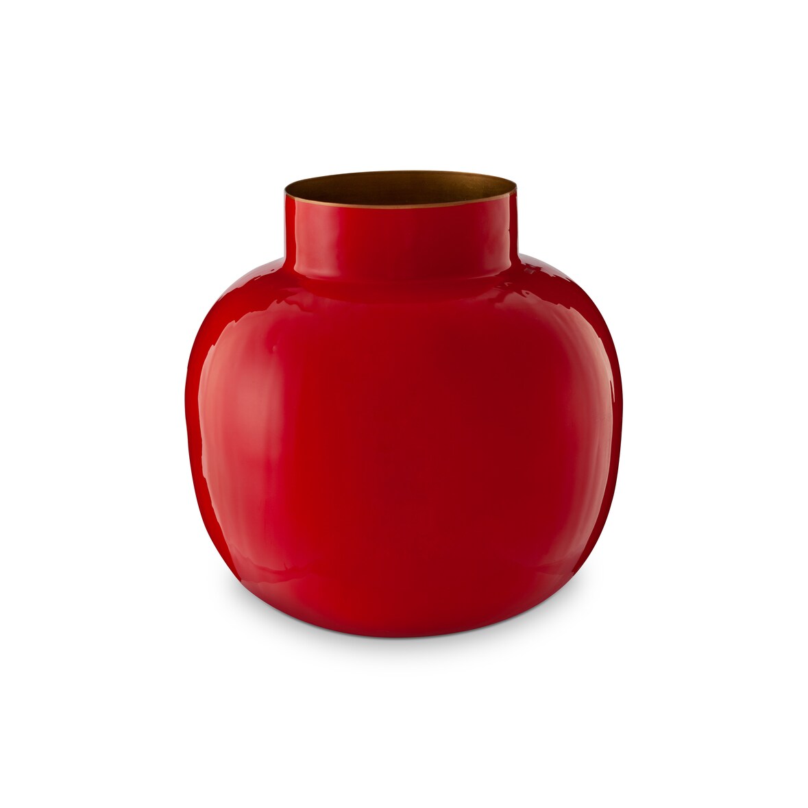 Pip Studio - Vase métal rond Blushing Birds Rouge - 25cm