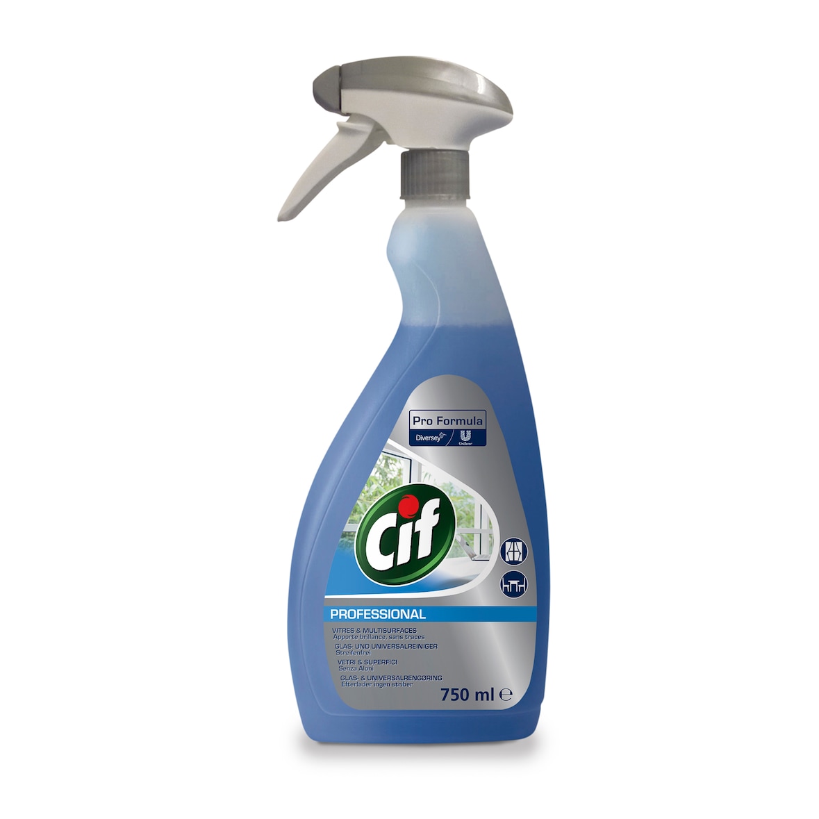 Cif Professional Glasreiniger und Universalreiniger 750ml Sprühflasche