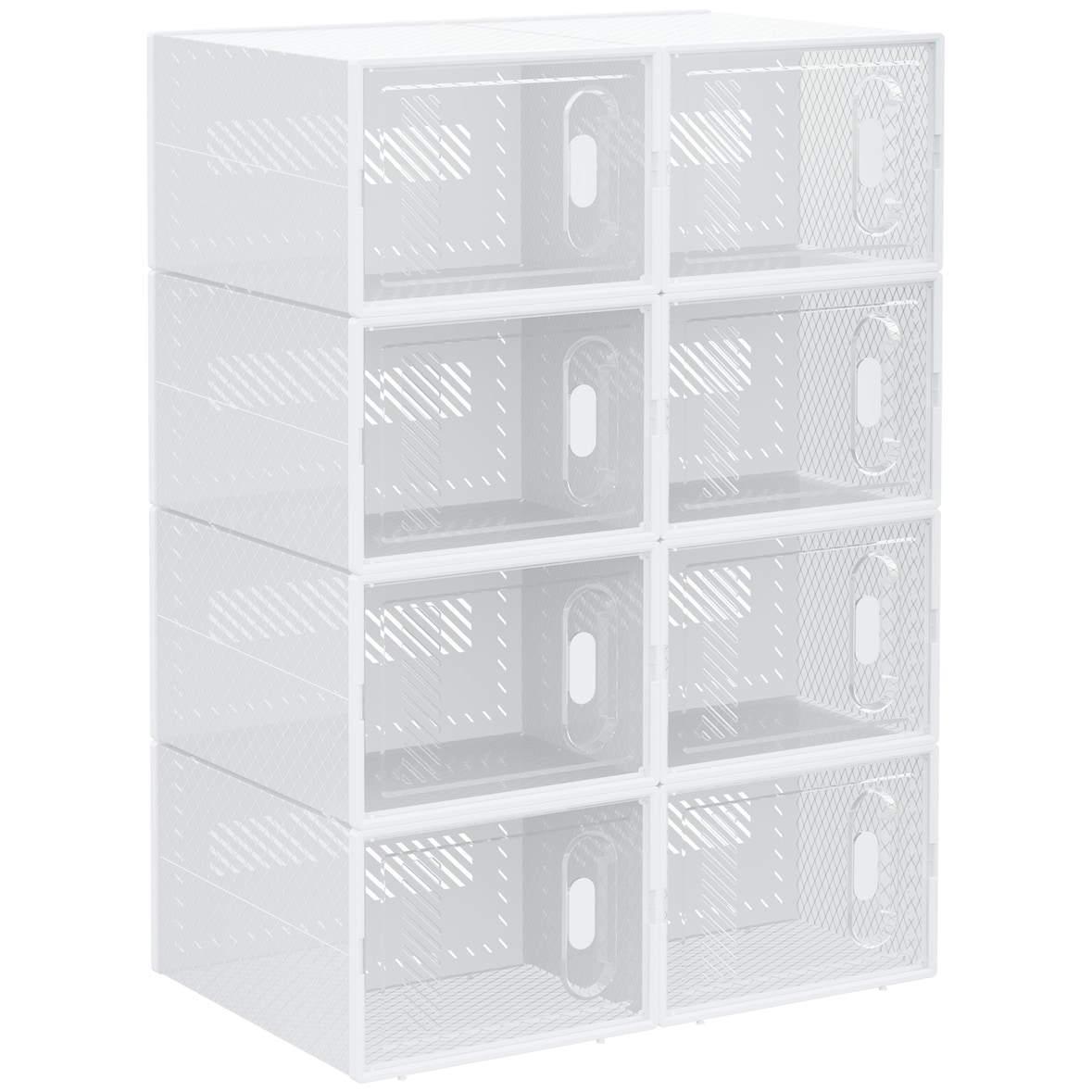 Armario Modular de Plástico Cajas de Zapatos Talla de 43 con 8 Cubos Puertas Magnéticas Muble Organizador para Entrada Pasillo Dormitorio 25x35x19 cm