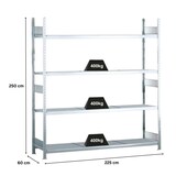 thumbnail of PROREGAL Weitspannregal mit Stahlböden WS 2000 | Grundregal | HxBxT 250x225x60cm | 4 Ebenen | Fachlast 400kg | Verzinkt