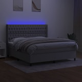thumbnail of vidaXL Boxspringbett mit Matratze & LED Hellgrau 160x200 cm Stoff