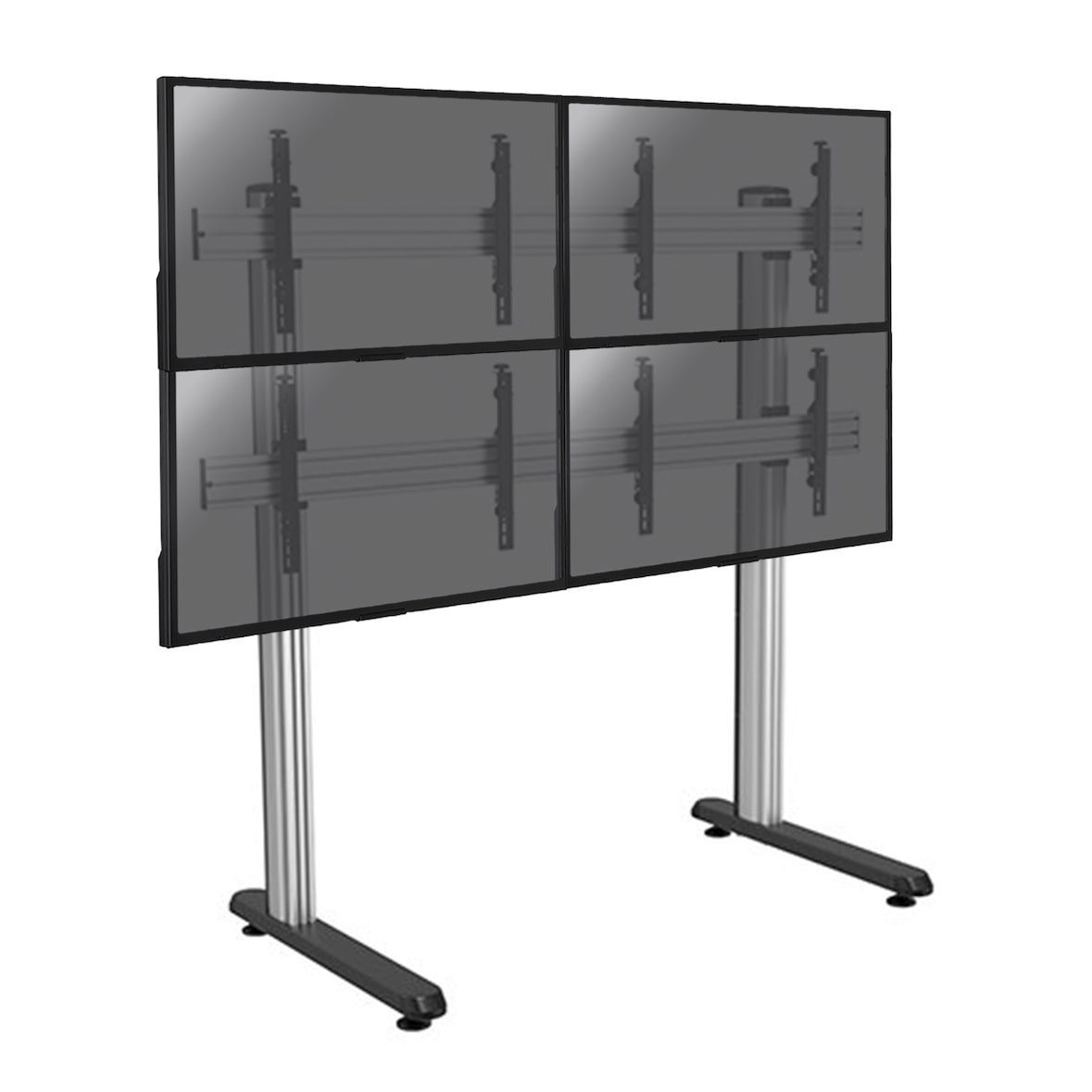 KIMEX - Supporto da pavimento videowall per 4 schermi 45"-55" - Altezza 175cm