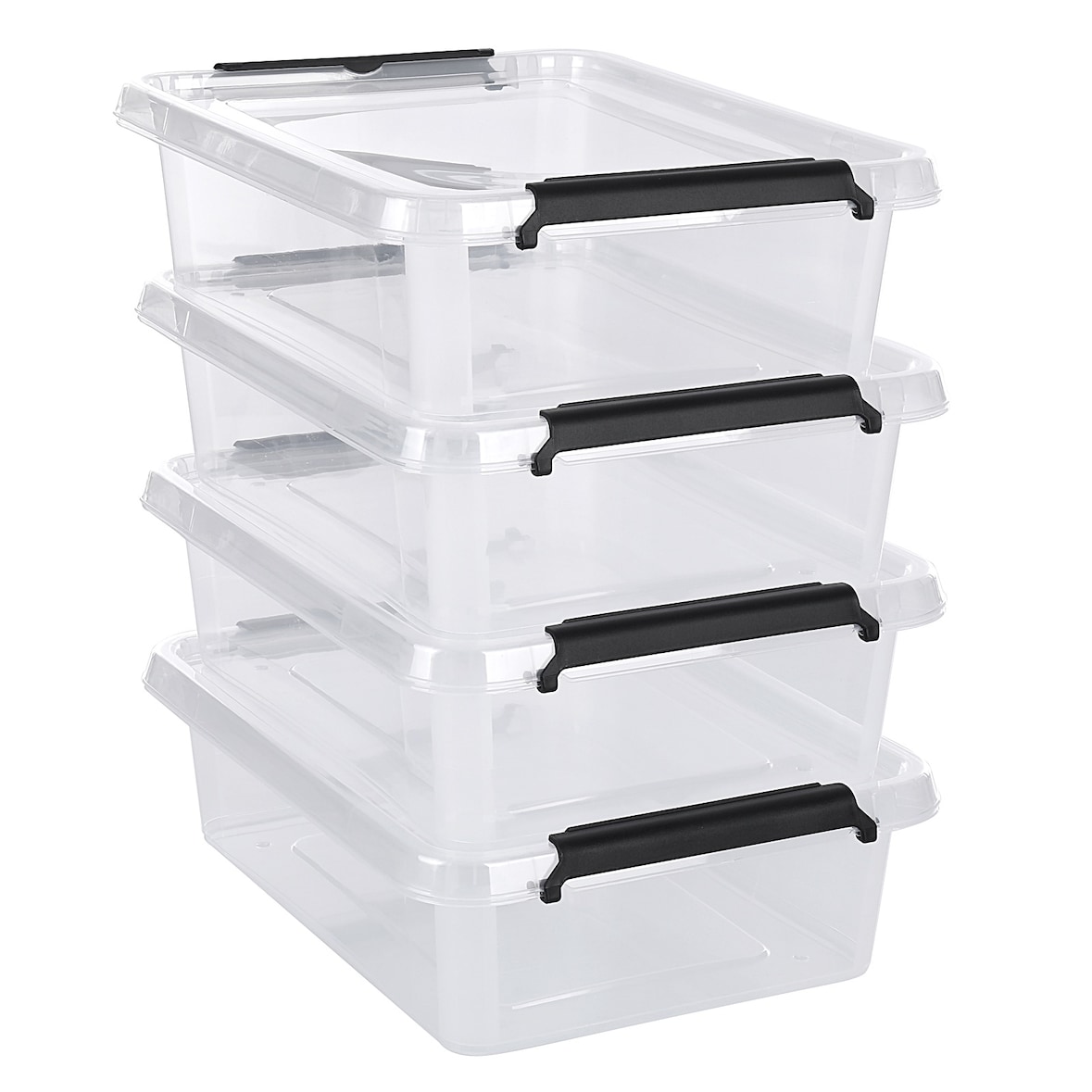 Aufbewahrungsbox mit Deckel 4er Set 8,5 Liter Kunststoffbox Stapelbox Lagerbox Regalbox