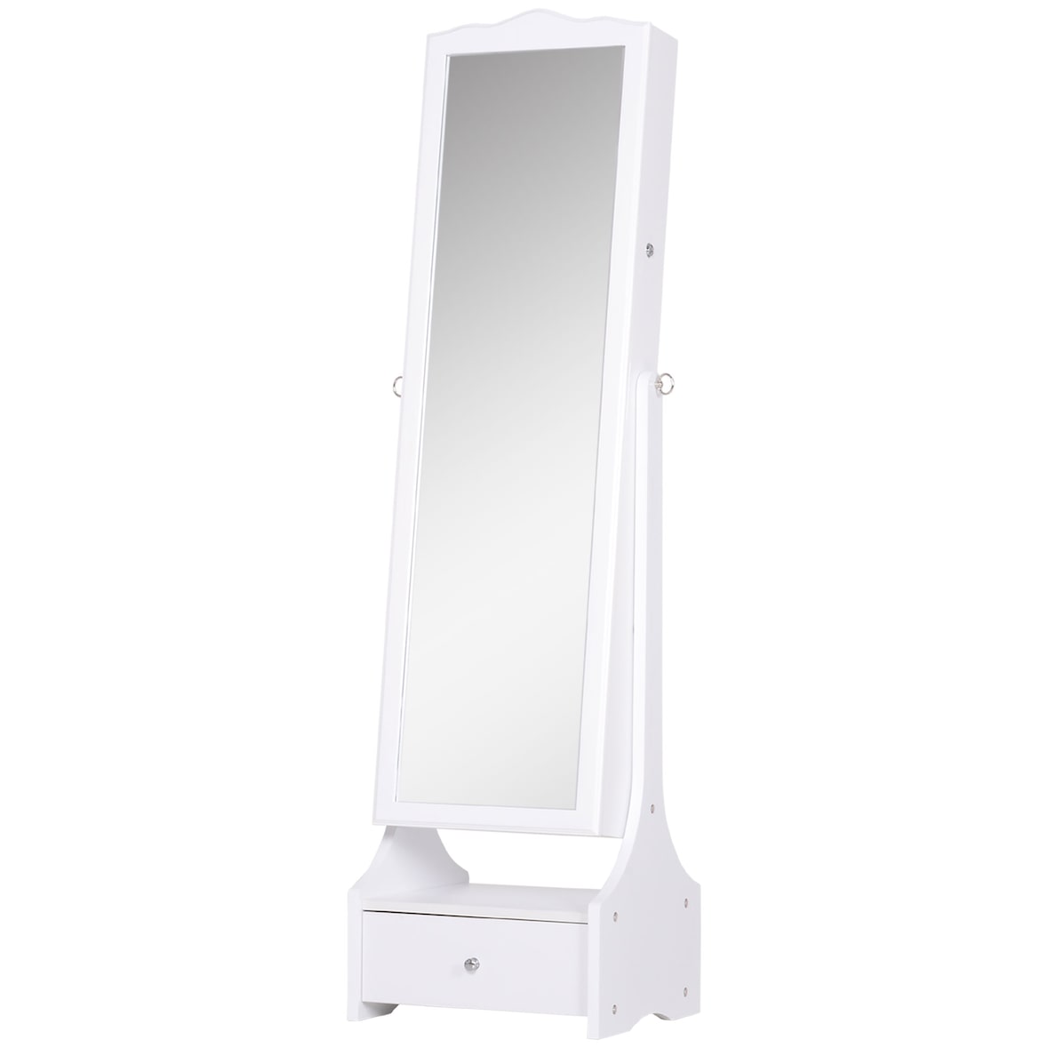 HOMCOM Espejo Joyero de Pie Armario de Joyerías con LED Cerradura Cajones