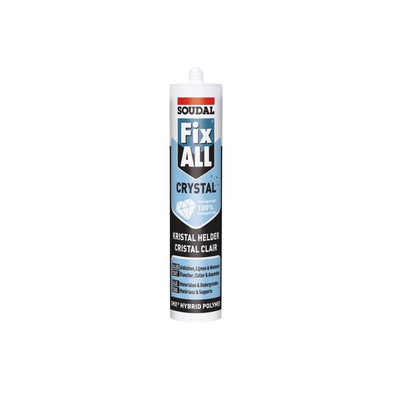 Mastic Colle Polymère Hybride Fix All Crystal Cartouche 290 Ml Soudal 110980