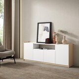 thumbnail of Sideboard, Highboard, 207x80x37 cm, 4 Türen, Wohnzimmer, Küche, Weiß und Eiche Soft