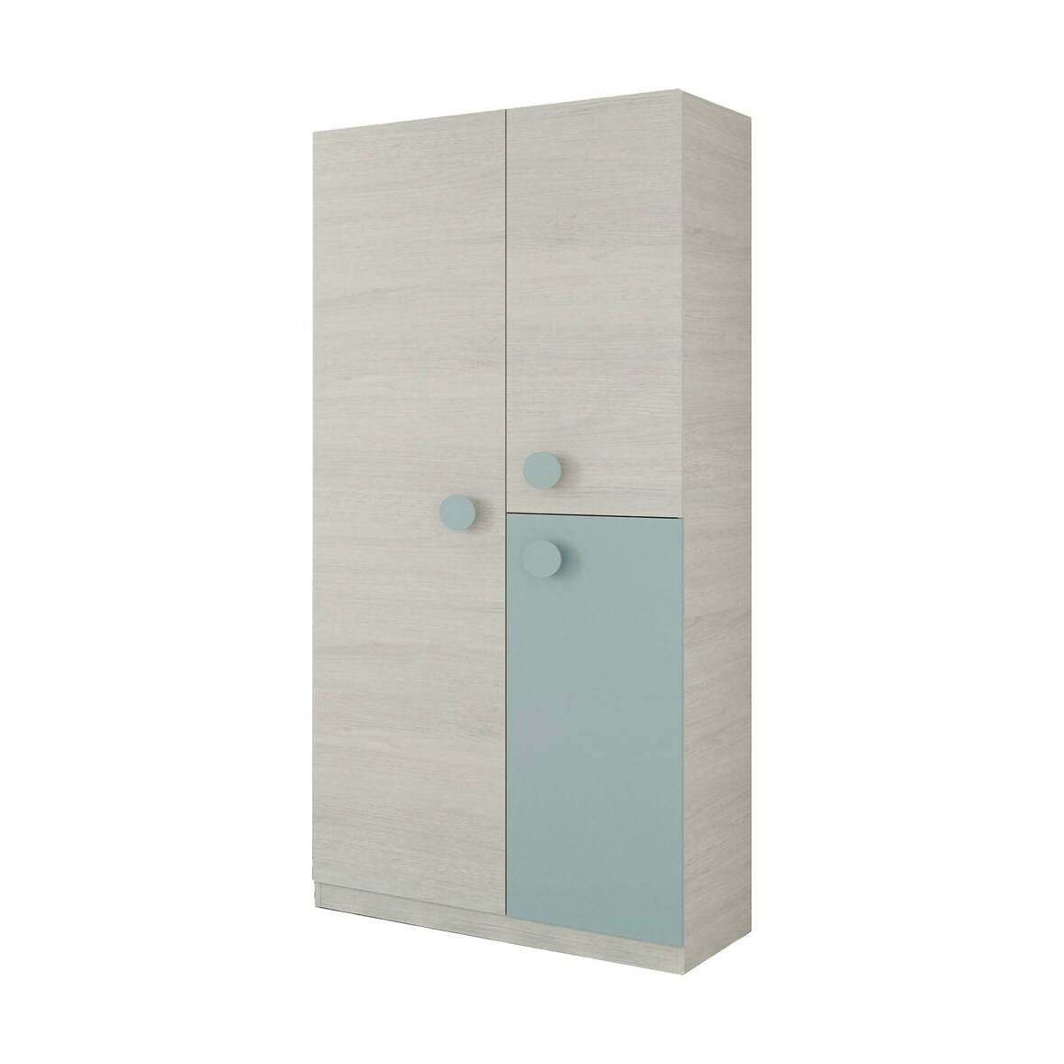 Dmora Garderobe Manchester, Kleiderschrank im Schlafzimmer, Schrank mit 3 Türen und 3 Einlegeböden mit Kleiderstange, 90x52h200 cm, Grau und blaugrün